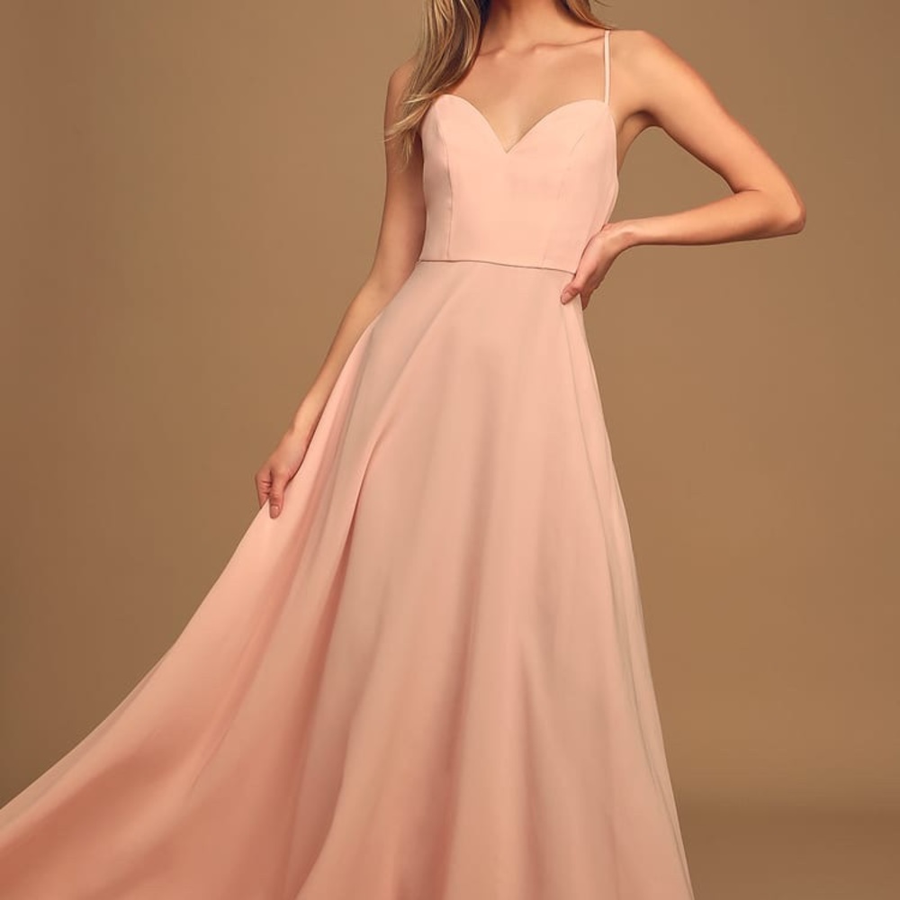 Lulus Capture My Heart Blush Peach Sleeveless Maxi Prom Bridesmaid Dress